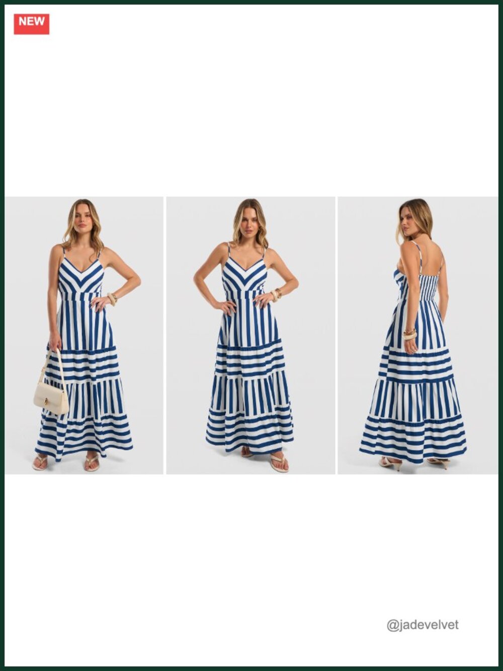 Smocked Maxi Dress with Pockets Spaghetti Strap V-Neck A-Line Boho Casual - Picture 6 of 6